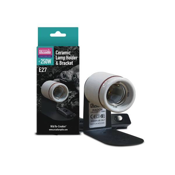 Arcadia Ceramic Lamp Holder & Bracket - Lampenhalterung L-Form Keramikfassung E27